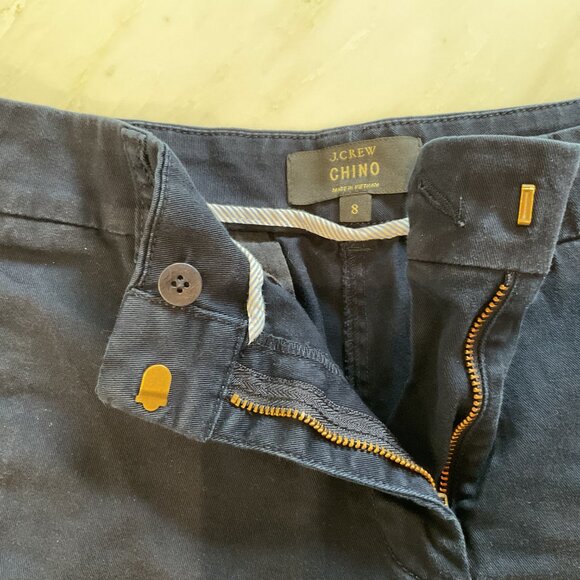 J.Crew size 8 Chino Cotton Twill Shorts Women Navy Blue Casual Pockets Zip Fly - Picture 3 of 5